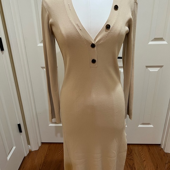 FRAME RIBBED MIDI KNIT DRESS